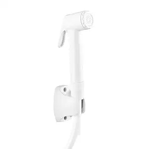 Santé ABS Health Faucet with 1m PVC Flexible Hose Pipe and Wall Flange, White, Jet Spray for Toilet- (S-01HLTS0FLAW1M)