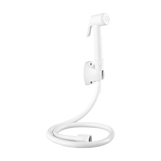 Santé ABS Health Faucet with 1.5m PVC Flexible Hose Pipe and Wall Flange, White, Jet Spray for Toilet- (S-01HLTS0FLAW1.5M)